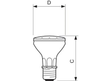 Dimension Drawing (with table) - MC CDM-R Elite 35W/930 E27 PAR20 30D