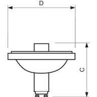 Dimension Drawing (with table) - MASTERC CDM-R111 70W/942 GX8.5 24D 1CT/6