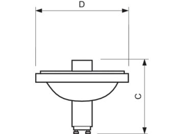Dimension Drawing (with table) - MASTERC CDM-R111 35W/942 GX8.5 24D 1CT