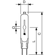 Dimension Drawing (with table) - MASTERC CDM-TC Elite 20W/830 G8.5 1CT/12