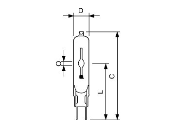 Dimension Drawing (with table) - MASTERC CDM-TC Elite 20W/830 G8.5 1CT/12