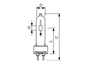 Dimension Drawing (with table) - MASTERC CDM-T 70W/830 G12 1CT/12