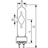 Dimension Drawing (with table) - MASTERC CDM-T 250W/942 G12 1CT/12