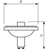 Dimension Drawing (with table) - MASTERC CDM-R111 Elite 35W/930 GX8.5 24D
