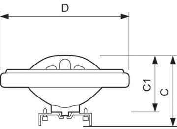 Dimension Drawing (with table) - Alu111 50W 4000h G53 12V 24D 1CT/6
