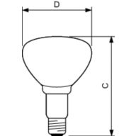 Dimension Drawing (with table) - BR125 IR 150W E27 230-250V CL 1CT/10