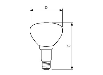 Dimension Drawing (with table) - BR125 IR 250W E27 230-250V Red 1CT/10
