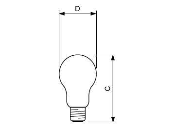 Dimension Drawing (with table) - Stan 75W E27 120V A55 FR U 1CT/10X10F
