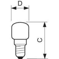 Dimension Drawing (with table) - Deco 10.0W E14 230-240V T25 CL 1CT/10X10