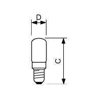 Dimension Drawing (with table) - Deco 7.0W E14 230-240V T17 CL 1CT/10X10F