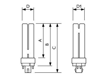 Dimension Drawing (with table) - PL-C 13W/841/4P/ALTO 10PK