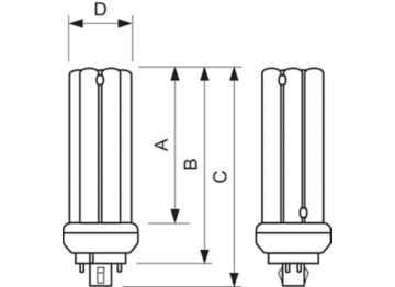 Dimension Drawing (with table) - PL-T 18W/835/A/4P 1CT/5X10BOX ALTO
