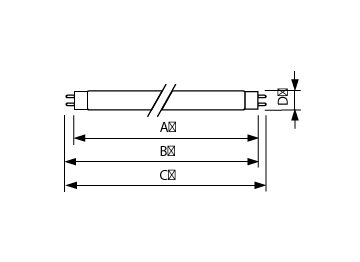 Dimension Drawing (with table) - MASTER TL-D HF Super 80 16W/840 SLV/25