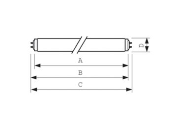 Dimension Drawing (with table) - F20T12/D-765 25 PK