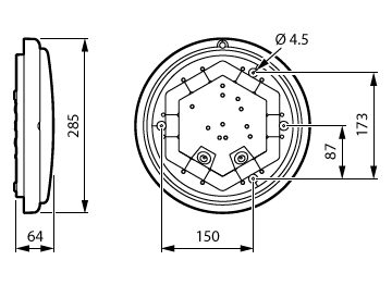 Dimension Drawing (without table) - WL070V LED17S/830 PSU II WH