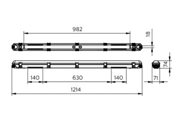 Dimension Drawing (without table) - WT065C LED29_48S/840 PSU L1200 TW1