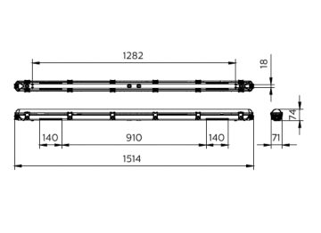 Dimension Drawing (without table) - WT065C LED41_68S/840 PSU L1500 TW1