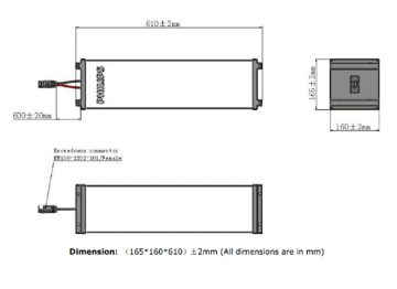 Dimension Drawing (without table) - ZJS603 105Ah 25.6V LFP IP Solar 8Y