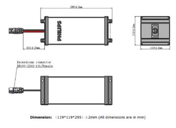 Dimension Drawing (without table) - ZJS603 15Ah 25.6V LFP IP Solar 8Y