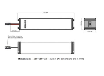 Dimension Drawing (without table) - ZJS603 45Ah 25.6V LFP IP Solar 8Y