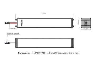 Dimension Drawing (without table) - ZJS603 60Ah 25.6V LFP IP Solar 8Y