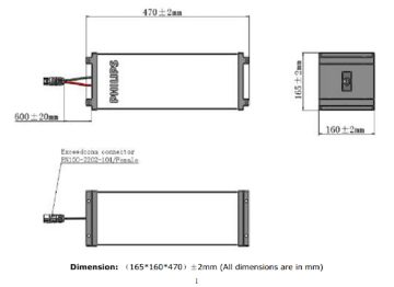 Dimension Drawing (without table) - ZJS603 75Ah 25.6V LFP IP Solar 8Y
