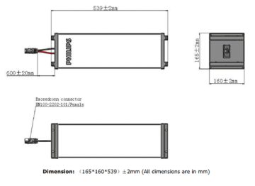Dimension Drawing (without table) - ZJS603 90Ah 25.6V LFP IP Solar 8Y