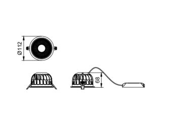 Dimension Drawing (without table) - DN589X LED10/940 P9WIA D100 WB G2