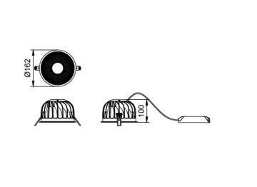Dimension Drawing (without table) - DN592B LED27/840 P22PSD D150 WB G2