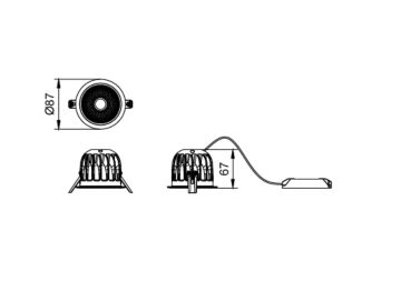 Dimension Drawing (without table) - DN590B LED15/930 P14PSU D75 WB G2