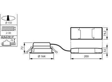 Dimension Drawing (without table) - DN560B LED12S/830UE PSU-E C WH