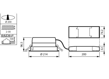 Dimension Drawing (without table) - DN570B LED24S/840UE PSU-E C WH