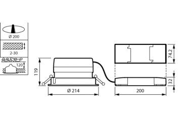 Dimension Drawing (without table) - DN610B 20S/840UE PSU-E C WH