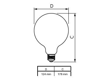 Dimension Drawing (with table) - MAS VLE LEDBulb D5.9-60W E27 927 G120CLG