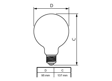 Dimension Drawing (with table) - MAS VLE LEDBulb DT5.9-60W E27 927G93CL G