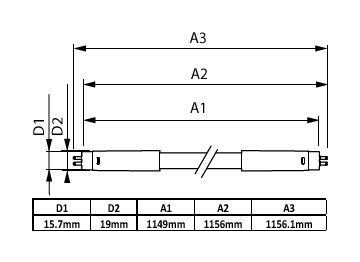 Dimension Drawing (with table) - MAS LEDtube HF 1200mm HE 16.5W 840 T5 AP