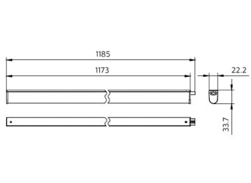 Dimension Drawing (without table) - BN098 G2 LED18/NW L1200 100-240V