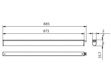 Dimension Drawing (without table) - BN098 G2 LED14/WW L900 100-240V
