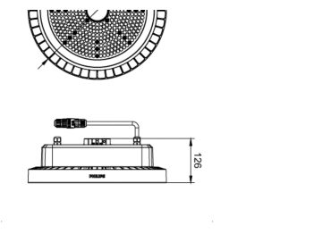 Dimension Drawing (without table) - BY122P G5 LED250S/840 PSD WB