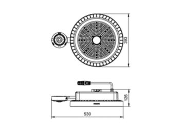 Dimension Drawing (without table) - BY122X G5 LED250S/840 SIA WB H4
