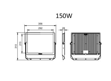 Dimension Drawing (without table) - BVP150 LED150/NW PSU 150W SWB G4