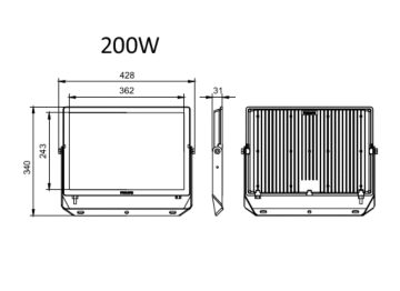 Dimension Drawing (without table) - BVP150 LED200/CW PSU 200W SWB G4
