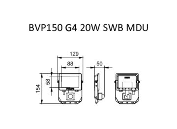 Dimension Drawing (without table) - BVP150 LED20/WW PSU 20W SWB MDU G4 MA