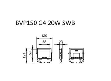 Dimension Drawing (without table) - BVP150 LED20/CW PSU 20W SWB G4