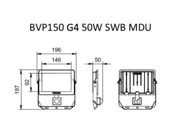 Dimension Drawing (without table) - BVP150 LED50/WW PSU 50W SWB MDU G4 MA