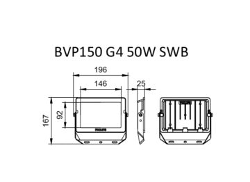 Dimension Drawing (without table) - BVP150 LED50/CW PSU 50W SWB G4