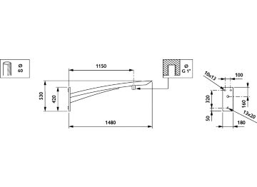   - 1100 mm - 60 mm - 0° - RAL color - 