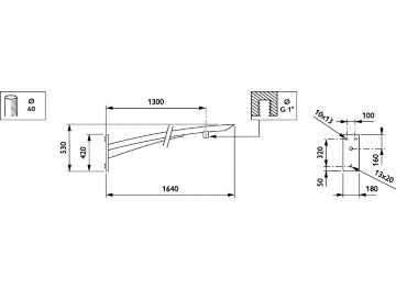   - 1300 mm - 60 mm - 0° - RAL color - 