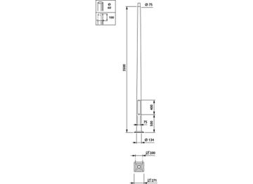  METROBASIC - Pole with flange - 3.5 m - 76 mm - RAL color