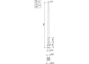  METROBASIC - Pole with flange - 4.0 m - 76 mm - RAL color